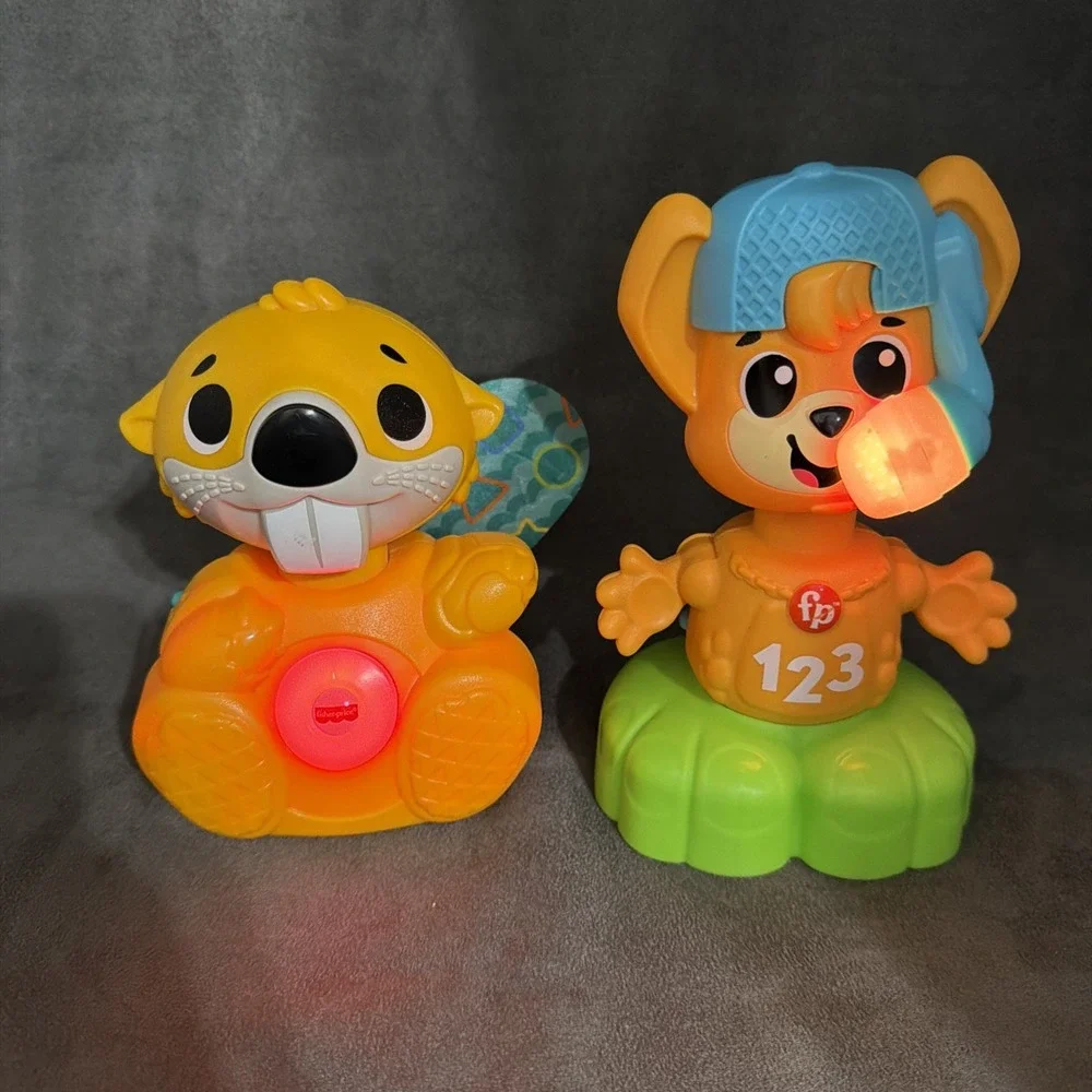 Fisher-Price Linkimals SMALL Opposites Fox & Boppin' Beaver Musical Toys